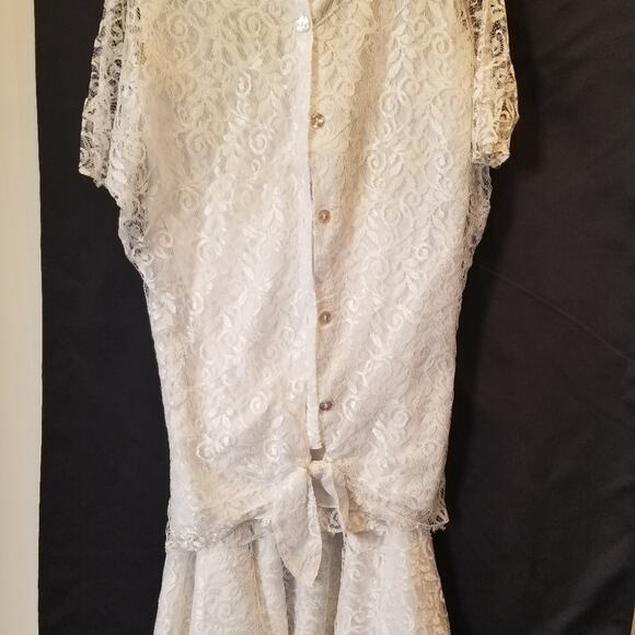 Vintage 80's White Algo Ettes 2 Piece Dress Short Sleeve Round Neck Women Size 9 - Picture 11 of 16